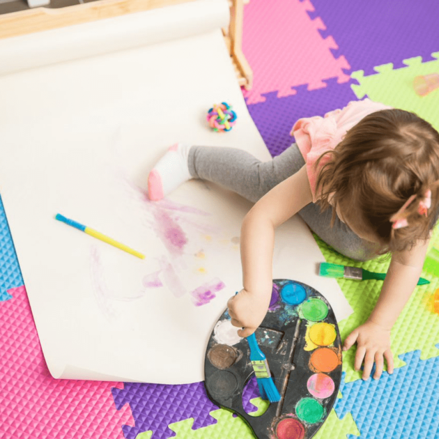 little girl painting.