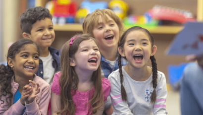 group of students laughing.