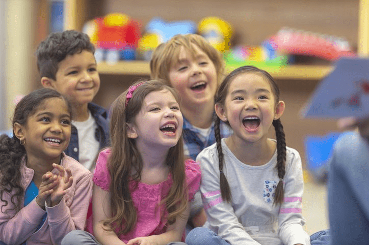 group of students laughing.